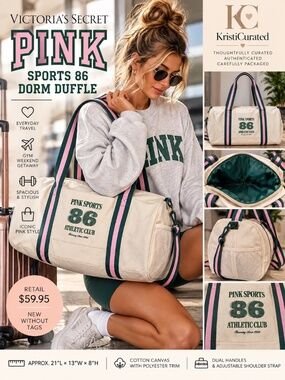 Victoria’s Secret PINK Sports 86 Dorm Duffle Weekender Bag Cream NWOT